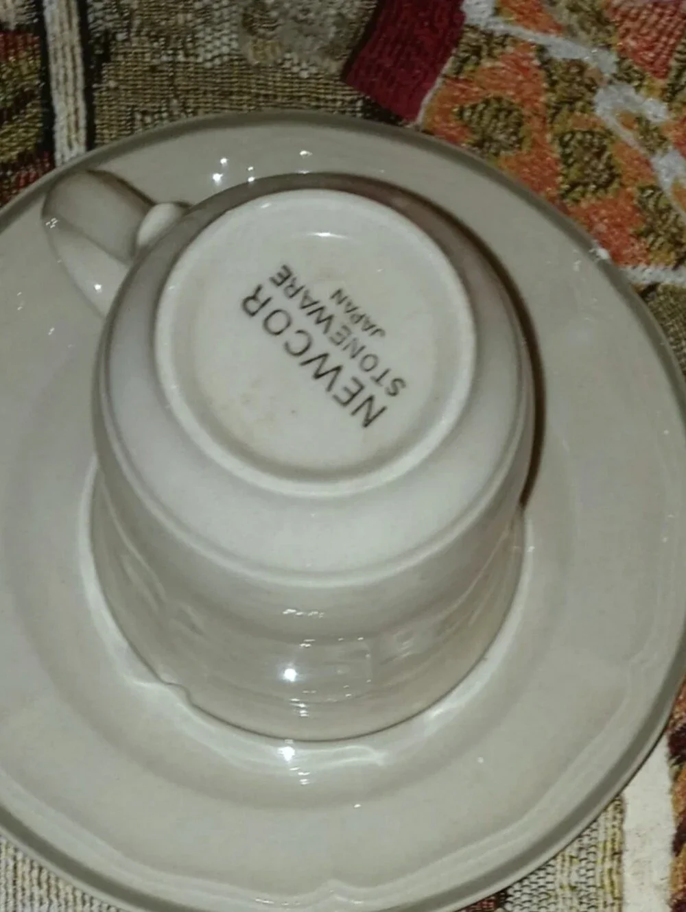 Vintage 1980's NewCor Stoneware Japan 5 Teacup & Saucer Set Plus 4 Bowls W/ Gray